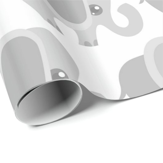 幼児ベビー中立灰色象のシャワーのギフト ラッピングペーパー (ロールコーナー)