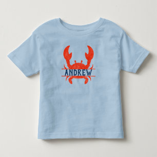 幼児ボーイズ水色カニ分割名Tシャツ トドラーTシャツ