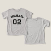 幼児ボーイブラックネームジャージーナンバースポーツコットン (デザイン正面&裏面)