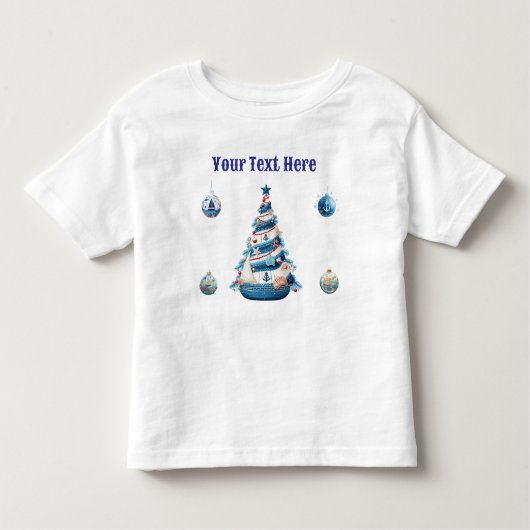 幼児向けの海をイメージしたクリスマスジャージ - ホリデーセーラー トドラーTシャツ (正面)