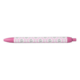 幼児女の赤ちゃんのピンク象 黒ボールペン