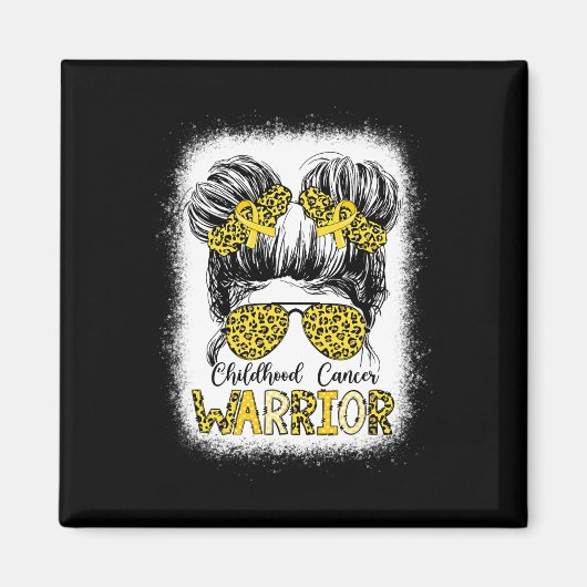 幼児期がん戦士の漂白金ゴールド乱雑Bun L マグネット (正面)