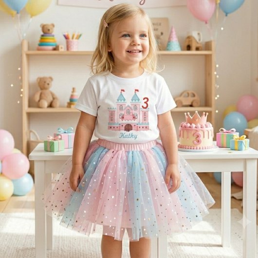 幼児用城カスタム名前年齢Tシャツ ベビーTシャツ