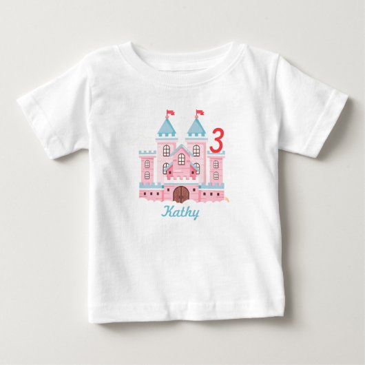 幼児用城カスタム名前年齢Tシャツ ベビーTシャツ (正面)