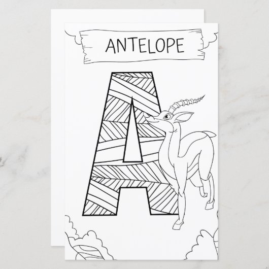 幼児ABCのアンテロープ着色ペー学ジ (正面/裏面)
