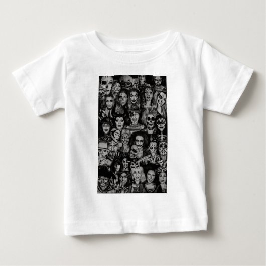 幼児BWハロウィンコラージュTシャツ ベビーTシャツ (正面)