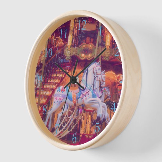 幼夢 – 古い馬の回転木馬    壁時計 (傾斜)