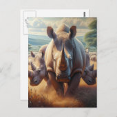 幼威厳のあるい子を持つサイの母親 ポストカード (正面/裏面)