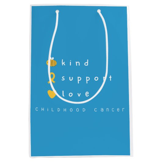 幼少期がん.be kind.support.love.ギフトバッグ ミディアムペーパーバッグ (正面)