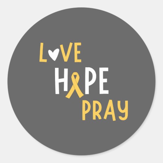 幼少期がん.love.hope.祈..シールとラベル ラウンドシール (正面)