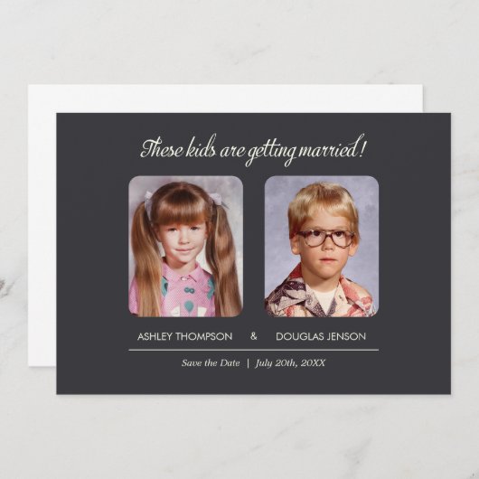 幼少期の写真の保存日付招待状 セーブザデート (正面/裏面)