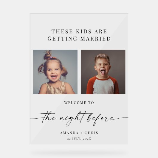 幼少期の写真の前の結婚夜 アクリルサイン (正面)