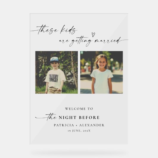 幼少期の写真の前の結婚夜 アクリルサイン (正面)