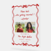 幼少期の写真の前の結婚夜 アクリルサイン (傾斜)