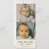 幼少期の写真タイポグラフィQrcode日付を保存 招待状 (正面)