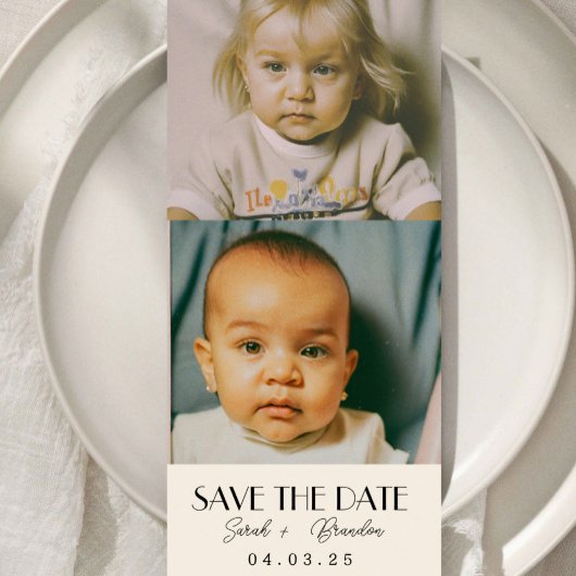 幼少期の写真タイポグラフィQrcode日付を保存 招待状