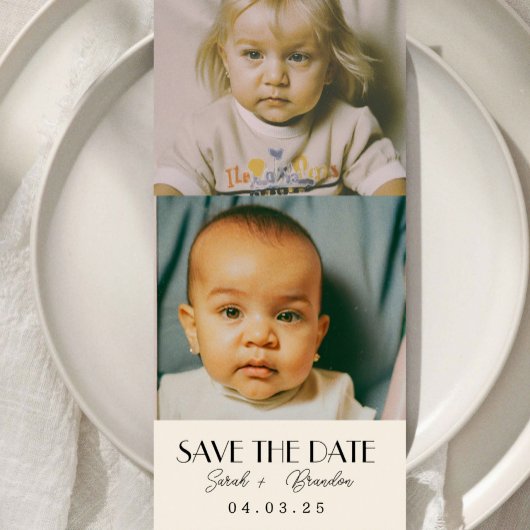 幼少期の写真タイポグラフィQrcode日付を保存 招待状