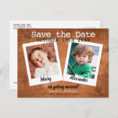 幼少期の写真ヴィンテージ木材の日付を保存 ポストカード (正面/裏面)