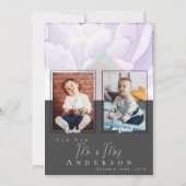 幼少期の写真結婚花婿のテーブル番号 サンキューカード (裏面)