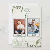 幼少期の写真結婚花婿のテーブル番号 サンキューカード (正面)