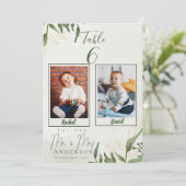 幼少期の写真結婚花婿のテーブル番号 サンキューカード (スタンド正面)