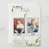 幼少期の写真結婚花婿のテーブル番号 サンキューカード (裏面)