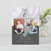 幼少期の写真結婚花婿のテーブル番号 サンキューカード (スタンド正面)