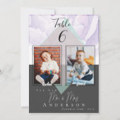 幼少期の写真結婚花婿のテーブル番号 サンキューカード (裏面)