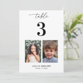 幼少期の写真 ウェディングテーブル デコレーション テーブル3 5x7 招待状 (スタンド正面)