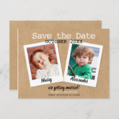 幼少期の写真Save the Date 素朴 Boho 案内ポストカード (正面/裏面)