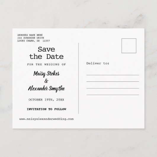 幼少期素朴の写真の保存日付 案内ポストカード (裏面)