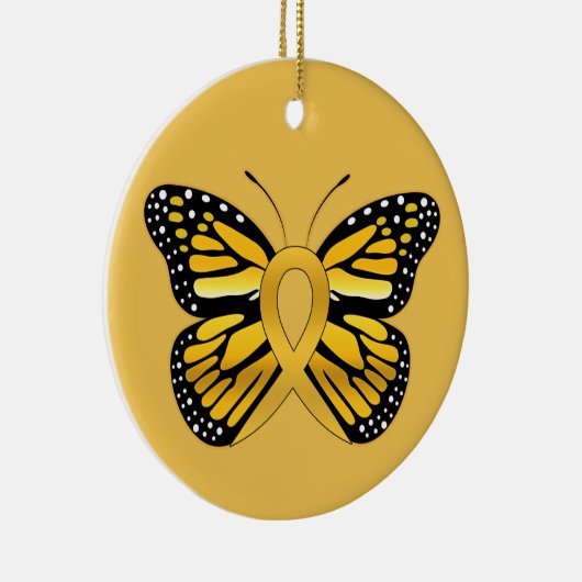 幼年期の蟹座の蝶認識度のリボン セラミックオーナメント (右)