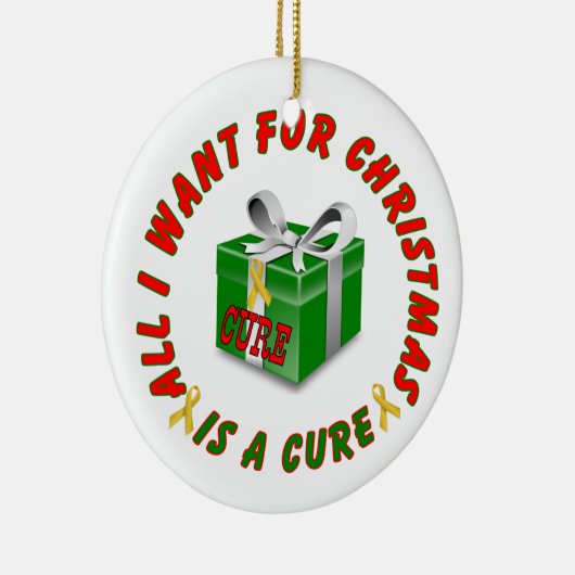 幼年期の蟹座の金ゴールドの認識度のリボンのクリスマス セラミックオーナメント (右)