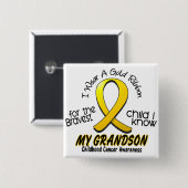 幼年期の蟹座私は孫のための金ゴールドのリボンを身に着けています 缶バッジ (正面&裏面)