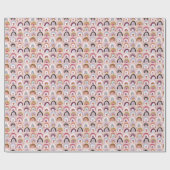 幼稚な虹の花ハートパターン ラッピングペーパー (フラット)