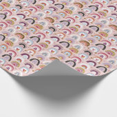 幼稚な虹の花ハートパターン ラッピングペーパー (角)