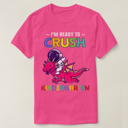 幼稚園おもしろいの恐竜を潰す準備ができている Tシャツ (デザイン正面)