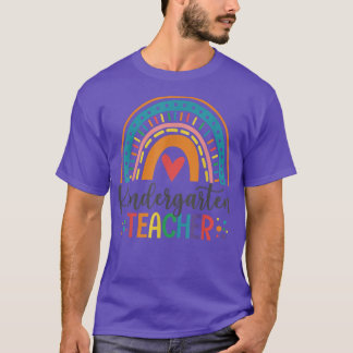 幼稚園おもしろい先生カラフルレインボーバックT Tシャツ