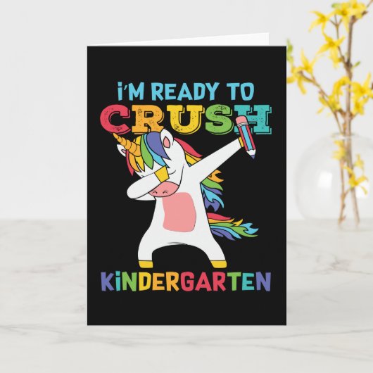 幼稚園おもしろい幼稚園バックスクールユニコーンダビング カード (黄色い花)