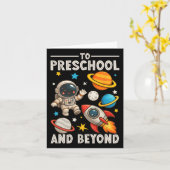 幼稚園からその先へ 宇宙飛行士 面白い新学期 カード (黄色い花)