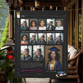 幼稚園から高校までの写真 フリースブランケット