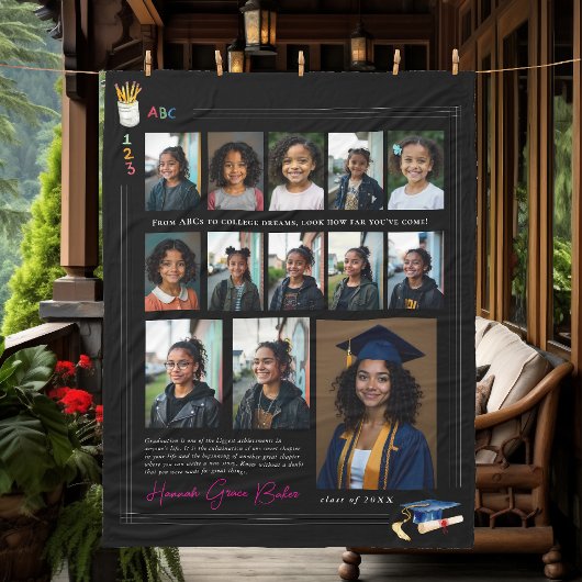 幼稚園から高校までの写真 フリースブランケット