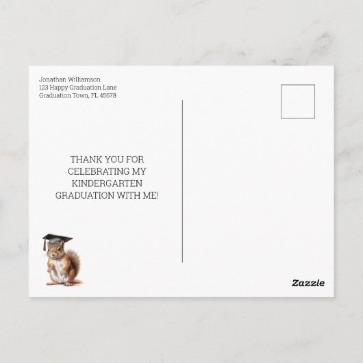 幼稚園かわいいリスありがとうポストカード ポストカード (裏面)