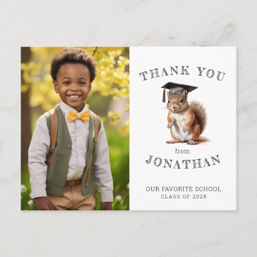 幼稚園かわいいリスありがとうポストカード ポストカード (正面)