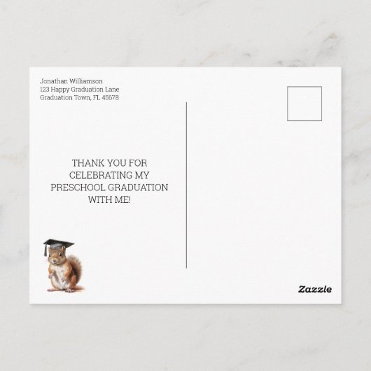 幼稚園かわいいリスありがとうポストカード ポストカード (裏面)