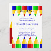 幼稚園か幼稚園の卒業の発表 招待状 (正面/裏面)