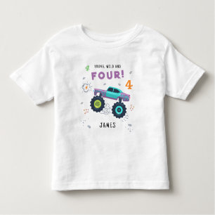 幼稚園と4歳の誕生日キッズモンスターカー トドラーTシャツ