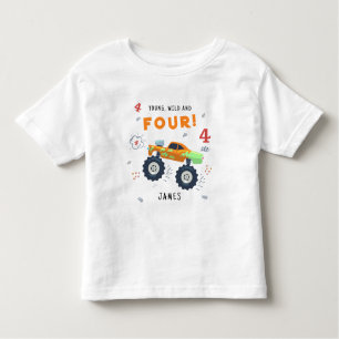 幼稚園と4歳の誕生日キッズモンスターカー トドラーTシャツ