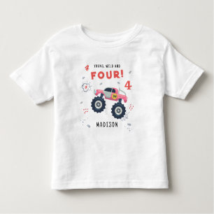 幼稚園と4歳の誕生日キッズモンスターカー トドラーTシャツ