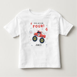 幼稚園と4歳の誕生日キッズモンスターカー トドラーTシャツ